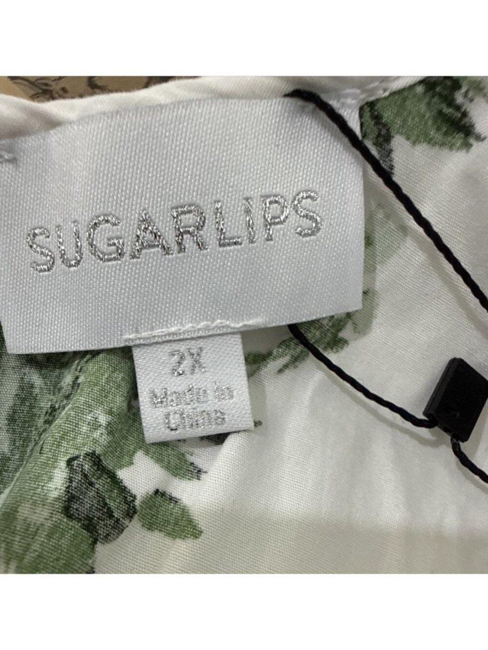 SugarLips Ria Floral Santana Tie Back Midi Emerald White Dress Plus Size 2X - Picture 11 of 12